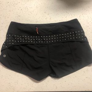 Black reflective lululemon shorts